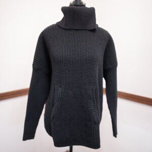 Michael Kors Black Waffle Knit Sweater Turtleneck Relaxed Women's XL Mobwife